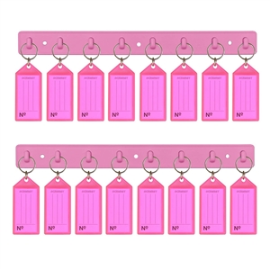 Acrimet Key Tag Rack w/8 Keyring Tags 2-Pack (Pink Color) Code 143.5