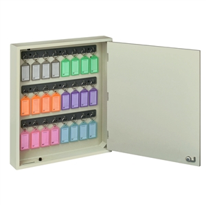 Acrimet Key Cabinet Organizer 24 Positions with Lock (Wall Mount) (24 Multicolored Tags Included) (Beige Cabinet)