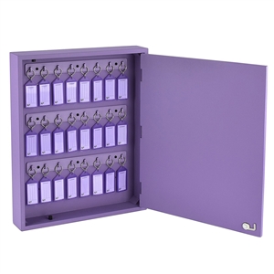Acrimet Key Cabinet Organizer 24 Positions with Lock (Wall Mount) (24 Purple Tags Included) (Purple Cabinet)