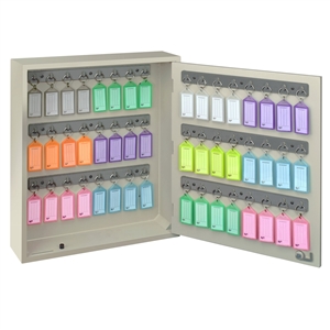Acrimet Key Cabinet Organizer 48 Positions with Lock (Wall Mount) (48 Multicolored Tags Included) (Beige Cabinet)