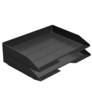Acrimet Stackable Letter Tray 2 Tier Side Load Plastic Desktop File Organizer (Black Color) Code.218.4