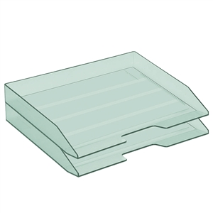 Acrimet Stackable Letter Tray 2 Tier Side Load Plastic Desktop File Organizer (Clear Green Color) Code.218.5