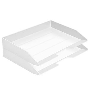 Acrimet Stackable Letter Tray 2 Tier Side Load Plastic Desktop File Organizer (White Color) Code.218.B.O