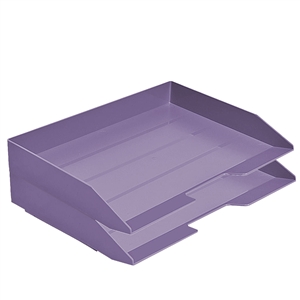 Acrimet Stackable Letter Tray 2 Tier Side Load Plastic Desktop File Organizer (Solid Purple Color) Code.218.L.O