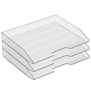 Acrimet Stackable Letter Tray 3 Tier Side Load Plastic Desktop File Organizer (Crystal Color) Code.219.3
