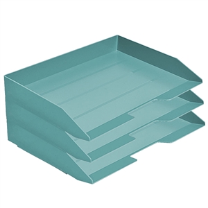 Acrimet Stackable Letter Tray 3 Tier Side Load Plastic Desktop File Organizer (Solid Green Color) Code.219.V.O
