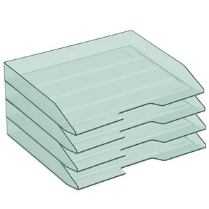 Acrimet Stackable Letter Tray 4 Tier Side Load Plastic Desktop File Organizer (Clear Green Color) Code.220.5