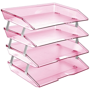 Acrimet Facility Letter Tray 4 Tier (Clear Pink Color) Code 256.8