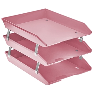 Acrimet Facility 3 Tier Letter Tray Front Load (Solid Pink Color)