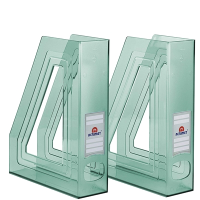 Acrimet Magazine File Holder (Clear Green Color) 2 Pack