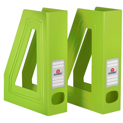 Acrimet Magazine File Holder (Solid Green Citrus Color) 2 Pack Code 277.V.C