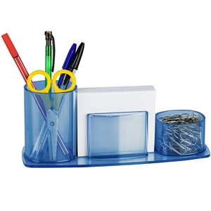 Acrimet Millennium Desk Organizer Pencil Paper Clip Cup Holder (With Paper) (Clear Blue) code 740.2