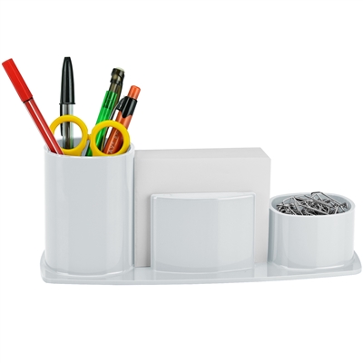 Acrimet Millennium Desk Organizer Pencil Paper Clip Cup Holder (With Paper) (White Color) Code 740.6