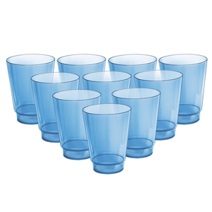 Acrimet Plastic Cup, Reusable, 10oz | 300ml, Tumbler Water, Machine Washable, Stackable, Drinking Cup, Shatter Proof, Durable (Blue Color) - (Set of 10)
