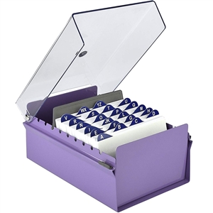 Acrimet 4 X 6 Card File Holder Organizer Metal Base Heavy Duty (Purple Color with Crystal Plastic Lid Cover) Code 922.9