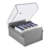Acrimet 5 X 8 Card File Holder Organizer Metal Base Heavy Duty (Gray Color with Crystal Plastic Lid Cover) Code 923.3