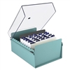 Acrimet 5 X 8 Card File Holder Organizer Metal Base Heavy Duty (Green Color with Crystal Plastic Lid Cover) Code 923.6