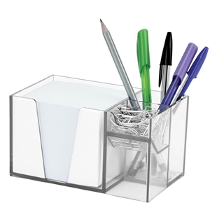 Acrimet Desk Organizer Pencil Paper Clip Holder (Crystal Color) (With Paper)