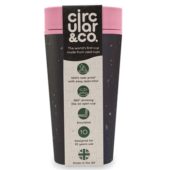 circular&co circular cup 12oz black & giggle pink