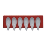 mebel entity 16d white tasting spoons x 6 on red rectangular tray