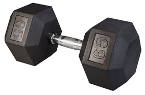 Body Solid SDR65 Rubber Coated Hex Dumbbell 65 Lbs Image