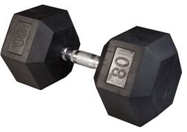 Body Solid SDR80 Rubber Coated Hex Dumbbell 80 Lbs Image