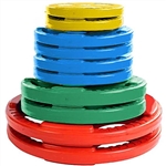 French Fitness Colored Rubber Grip Olympic Plate Set 190 lbs Image