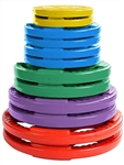 French Fitness Colored Rubber Grip Olympic Plate Set 260 lbs Image
