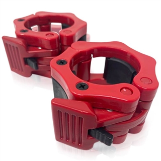 French Fitness Red ABS Olympic Jaw Lock Collars / Clamps (Pair) Image