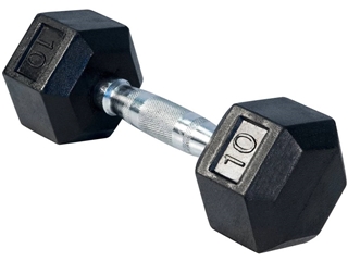 French Fitness Rubber Coated Hex Dumbbell 10 lbs - Single Image
