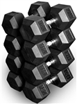French Fitness Rubber Coated Hex Dumbbell Set 105-120 lbs Image