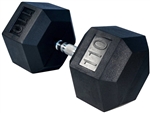 French Fitness Rubber Coated Hex Dumbbell 110 lbs - Single Image