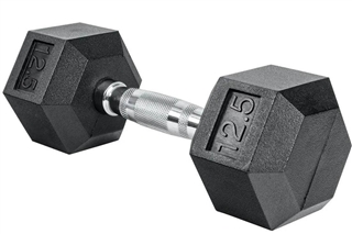 French Fitness Rubber Coated Hex Dumbbell 12.5 lbs - Single Image