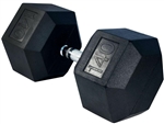 French Fitness Rubber Coated Hex Dumbbell 140 lbs - Single Image