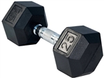 French Fitness Rubber Coated Hex Dumbbell 25 lbs - Single Image