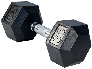 French Fitness Rubber Coated Hex Dumbbell 35 lbs - Single Image