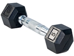 French Fitness Rubber Coated Hex Dumbbell 5 lbs - Single Image