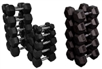 French Fitness Rubber Coated Hex Dumbbell Set 5-75 lbs Image