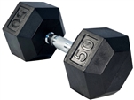 French Fitness Rubber Coated Hex Dumbbell 50 lbs - Single Image