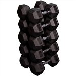 French Fitness Rubber Coated Hex Dumbbell Set 55-75 lbs Image