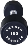 French Fitness Urethane Round Pro Style Dumbbell 130 lbs - Single (New)
