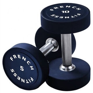 French Fitness Urethane Round Pro Style Dumbbell Set, 5-60 lbs Image