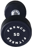 French Fitness Urethane Round Pro Style Dumbbell 50  lbs - Single Image