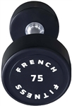 French Fitness Urethane Round Pro Style Dumbbell 75  lbs - Single Image