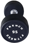 French Fitness Urethane Round Pro Style Dumbbell 95 lbs - Single Image