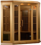 GoldenDesigns MX-K356-01-ZF CED Canadian Red Cedar Maxxus "Chaumont Edition" 3 Person Corner Near Zero EMF FAR Infrared Sauna | Image