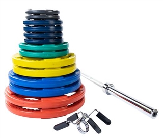 Body Solid ORC300S Colored Rubber Grip Olympic Plate Set 300 lbs Image
