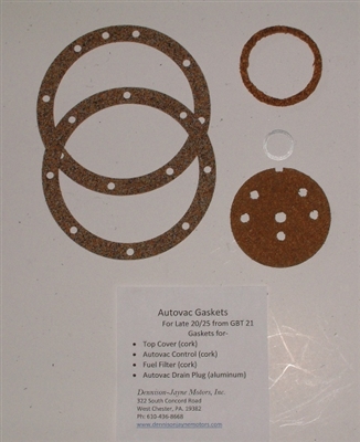 AG25L- Auto-Vac gasket set for late 20/25 GTK 42 on