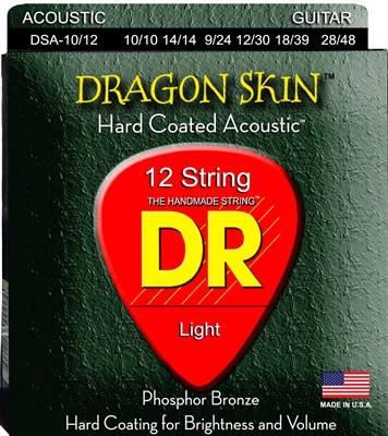 Dragon Skin Clear Coated Acoustic Guitar Strings 10-48 Lite 12-String