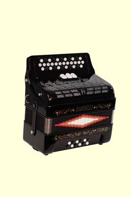 BARONELLI 34 Button Accordion 12 Bass 3 Switches - Black